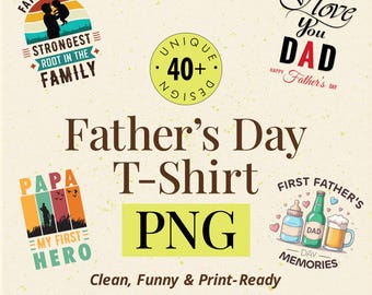 40+ Father's Day PNG Bundle, Funny Dad Quotes, Papa Clipart (Digital Download)