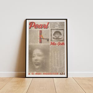 Pearl Movie Poster – A24 Horror Print Featuring Mia Goth | Vintage Newspaper-Style Ti West Film Art | Retro Grunge Wall Decor