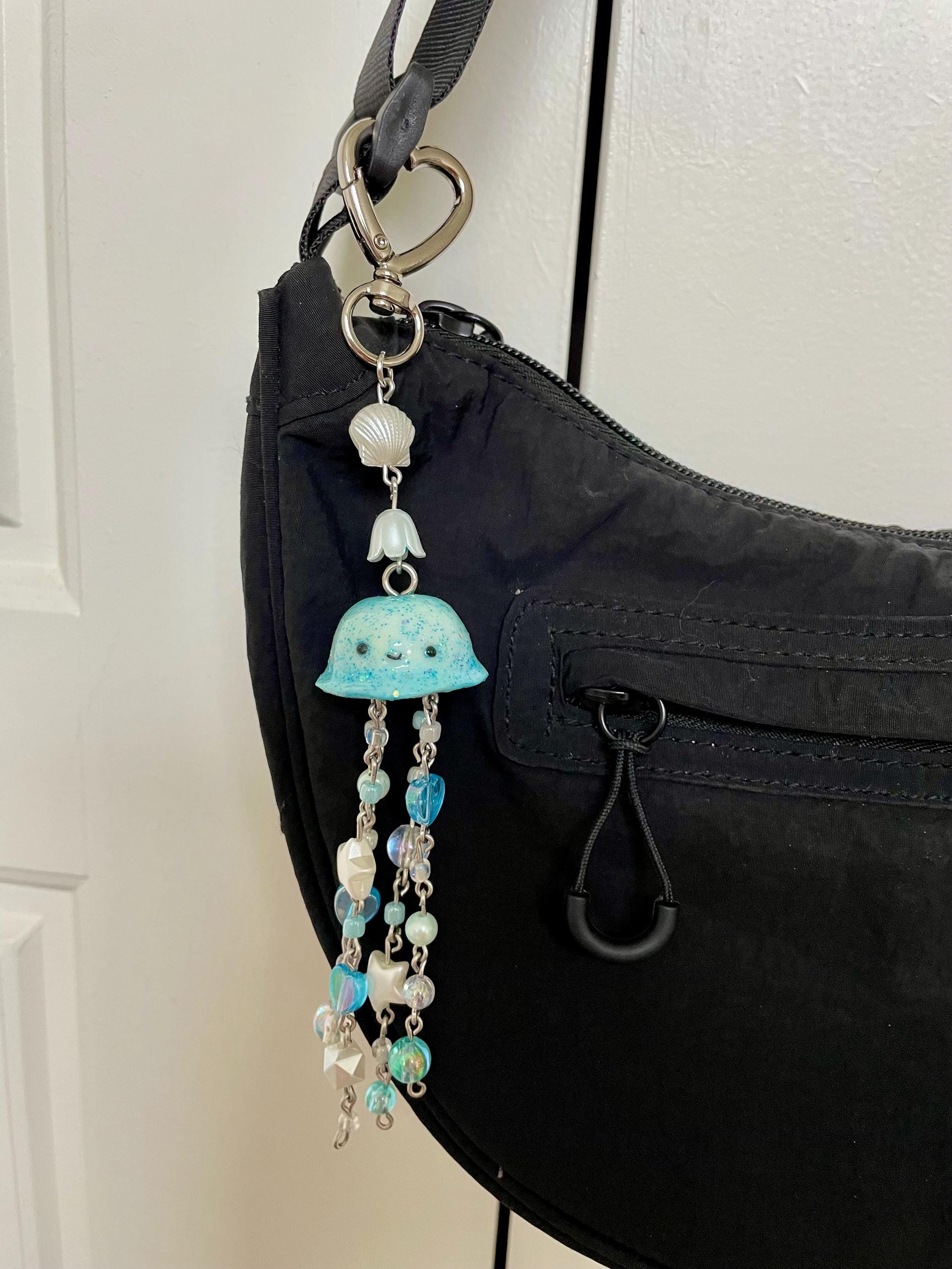 Acid Kitty Upcycled Gold Blue Sparkle Bag Charm