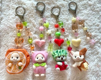 Calico Critter Baby Fruit Series Keychain | Kawaii | Trinket | Beaded | Fox | Koala | Animal | Animals