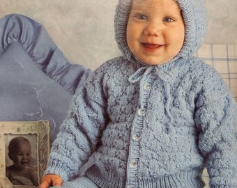 Knitting Pattern for a Child's Hooded Cardigan, Advanced Beginner Knitting Pattern