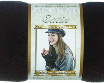 Ebony Black Bernat Satin Solid Yarn 04040