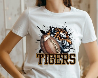 Tigers football png, Tigers T-shirt Sublimation Digital File Download l Tigers School spirit shirt tiger mascot tiger logo, Digital Clipart
