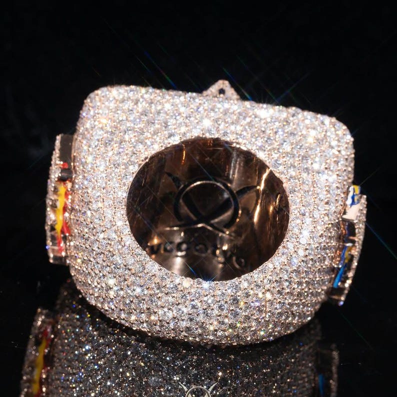 Men's Fully Iced Out Champion Ring Real VVS1 Moissanite Diamond ...