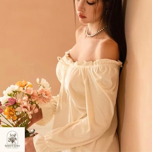 Camicia da notte bianca vintage / Pigiama in pizzo boho, Abito vittoriano romantico / Pigiama edoardiano, Camicia da notte antica da principessa, Pigiama retrò