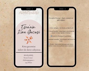Kina davetiyesi, pdf, download, template, Henna invite