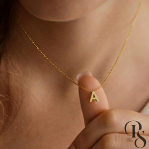 14K Gold Filled Initial Necklace: Dainty Sterling Silver Letter Charm