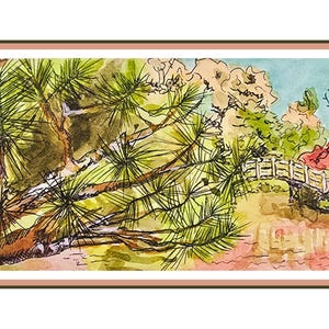 Missouri Botanical Garden: Japanischer Garten - PRINT von original Aquarell & Tusche