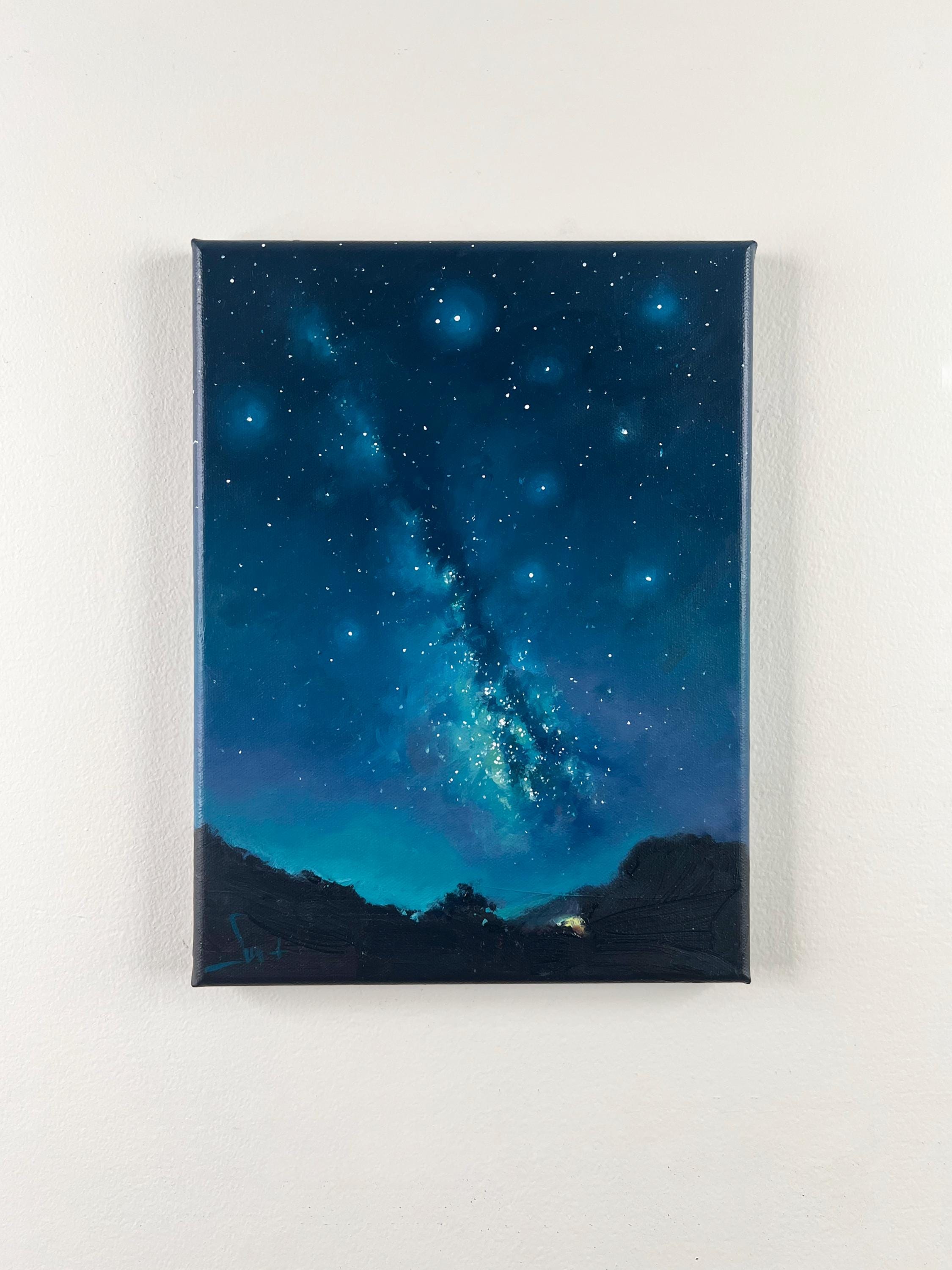 オリジナル油絵 夜空の風景 - 天の川と星、星空の壁アート - Etsy 日本