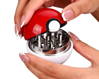 Pokeball Herb Grinder: 2-inch Replica with Pollen Catcher
