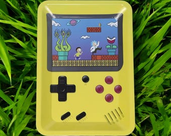 Retro Game Rolling Tray - Yellow Gift Idea, Birthday Accessory, 18CM x 12CM, Metal Tray