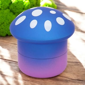 Mushroom grinder – Funny 4-Piece Tobacco & Spice Grinder – 50mm Metal Manual Grinder Blue- purple
