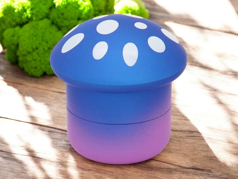 Mushroom grinder – Funny 4-Piece Tobacco & Spice Grinder – 50mm Metal Manual Grinder Blue- purple
