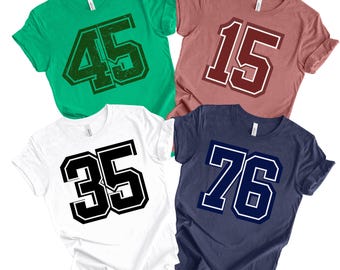 Custom Number Shirt: Vintage Style Jersey Tee, Team Fan Gift (Distressed or Clean Design)
