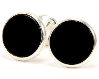 Sterling Silver cufflinks Father/'s Day Gift ideas Onyx stone cufflinks Custom Gift for Dad Husband Gift Grandpa Gift Gift for Dad