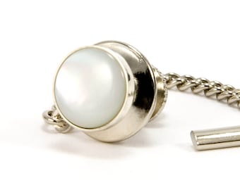 Mens Tie Tack | Mother of Pearl Tie Tack | Sterling Silver MOP Tie Tac | Gift For Him | Gift For Dad | Mens Jewelry | Anniversary Gift