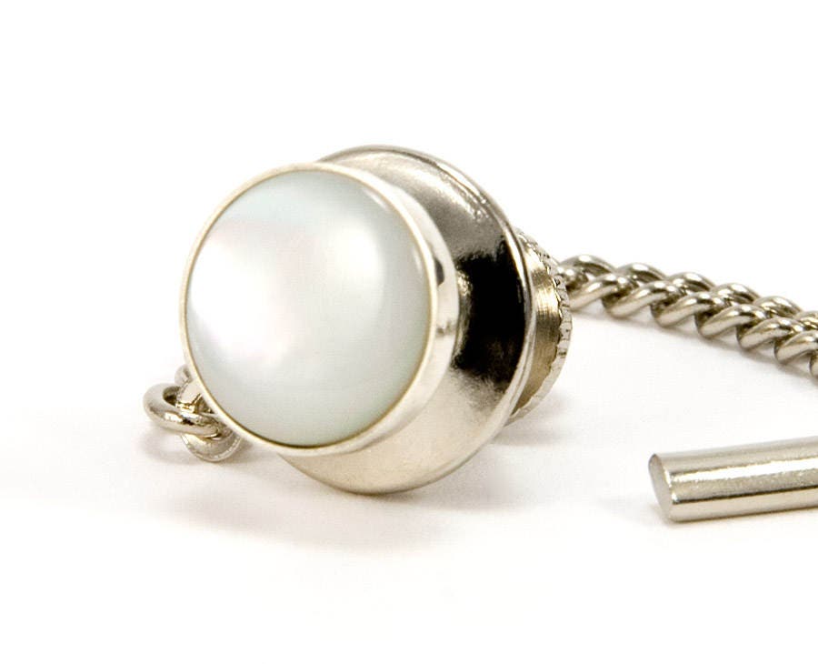 Mens Tie Tack Mother of Pearl Tie Tack / Lapel Pin Sterling Etsy