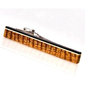 Wooden Tie Clip Men&#39;s Accessories Gift For Him | Figured Hawaiian Koa Ebony Holly Wood Tie Bar Gift For Men | Men&#39;s Accessories Gift For Dad