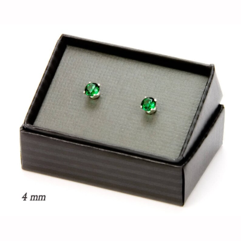 Emerald Earrings May Birthstone Stud Earrings / Sterling Silver Birthstone Jewelry / Green Earrings Gift For Mom Bridesmaid Gift For Her image 5