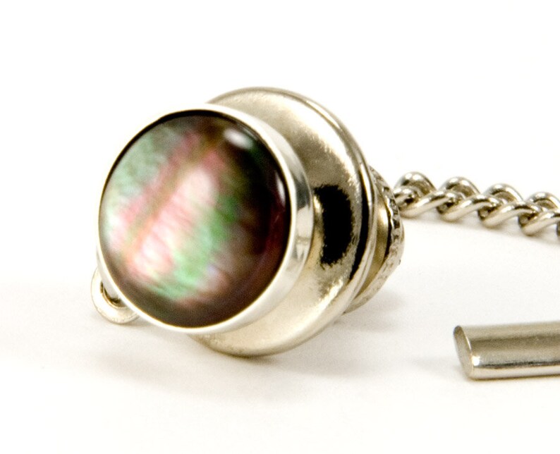 Black Mother of Pearl Mens Tie Tack/lapel Pin Sterling Etsy Hong Kong