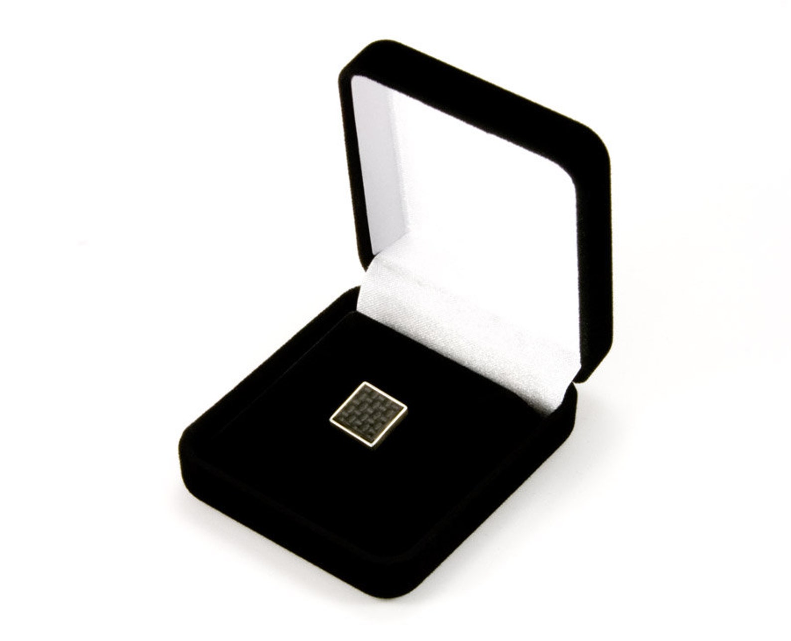 Mens Tie Tack / Lapel Pin Sterling Silver Black Carbon Fiber Etsy