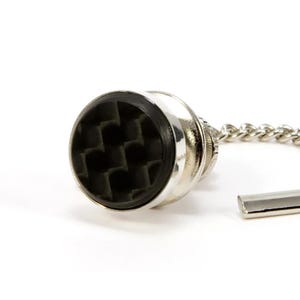 Carbon Fiber Tie Tack / Lapel Pin Gift For Men, Sterling Silver Mens Tie Tac,  Mens Jewelry Wedding Party Gift For Groom & Groomsmen