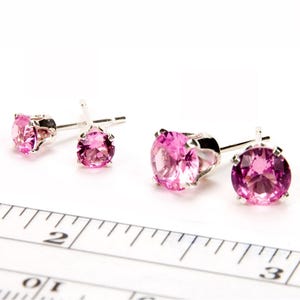 Pink Tourmaline Stud Earrings Bridesmaid Gift Birthstone Jewelry Gift For Her October Birthday Gift For Mom 925 Sterling Silver 4mm or 6mm