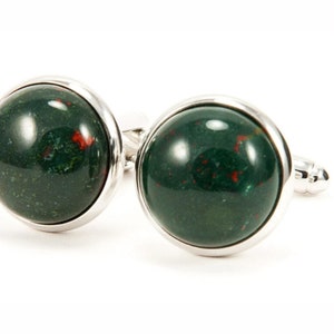 Bloodstone Jasper Silver Cufflinks For Men, Anniversary Gift For Husband or Boyfriend, Christmas Gift For Him, Father’s Day Gift Dad