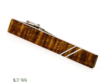 Koa Wood Tie Bar Mens Jewelry Wood Silver Inlay Gift For Dad Wooden Tie Clip Gift For Husband Hawaiian Jewelry Fathers Day Gift For Dad