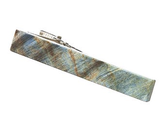 Blue Maple Wood Tie Clip, Gift for Men