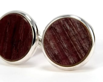 Wine Barrel Wood and Silver Cufflinks, Father of The Groom Gift