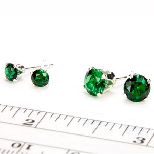 Emerald Earrings May Birthstone Stud Earrings / Sterling Silver Birthstone Jewelry / Green Earrings Gift For Mom Bridesmaid Gift For Her image 2