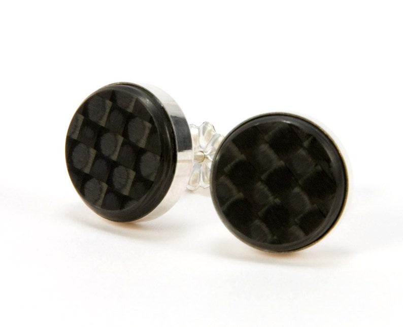 Mens Earrings Black Carbon Fiber Stud Earrings Gift for Dad Etsy