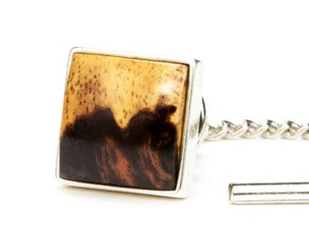 Honduran Rosewood Sterling Silver Tie Tack Lapel Pin , Wood Anniversary Gift