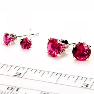 Ruby Sterling Silver Stud Earrings, July Birthstone, Gift for Her