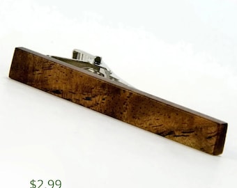 Wooden Tie Clip, Mens Tie Clip Gift For Him, Figured Walnut Wood Tie Bar Gift For Men, Wedding Party Gift For Groomsmen, Father's Day Gift