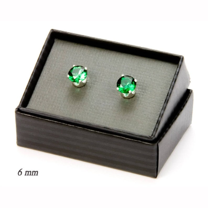 Emerald Earrings May Birthstone Stud Earrings / Sterling Silver Birthstone Jewelry / Green Earrings Gift For Mom Bridesmaid Gift For Her image 6