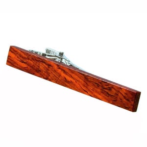 Men&#39;s Wood Tie Clip / Cocobolo Wood Anniversary Gift for Husband or Boyfriend / Wedding Tie Bar Gift For Groom, Groomsmen, Wedding Party