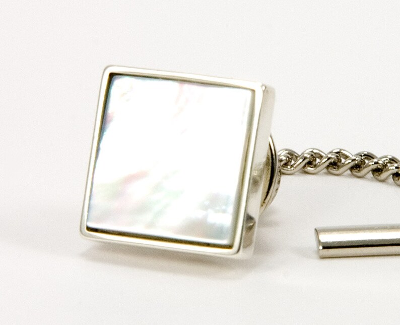 White Mother Of Pearl Tie Tack / Lapel Pin 925 Sterling Etsy