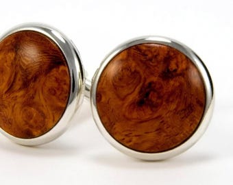 Amboyna Burl Wooden Cufflinks, 5th Anniversary Wood Gift For Men, Fathers Day Gift Dad