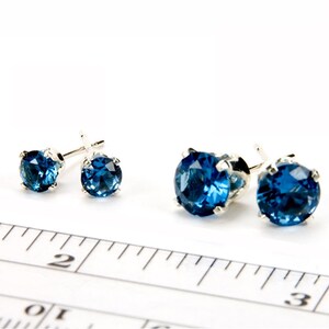 Blue Zircon Earrings For Her, Sterling Silver Earrings Bridesmaid Gift, December Birthstone Earrings Birthday Gift Girls, Mom, Best Friend image 2