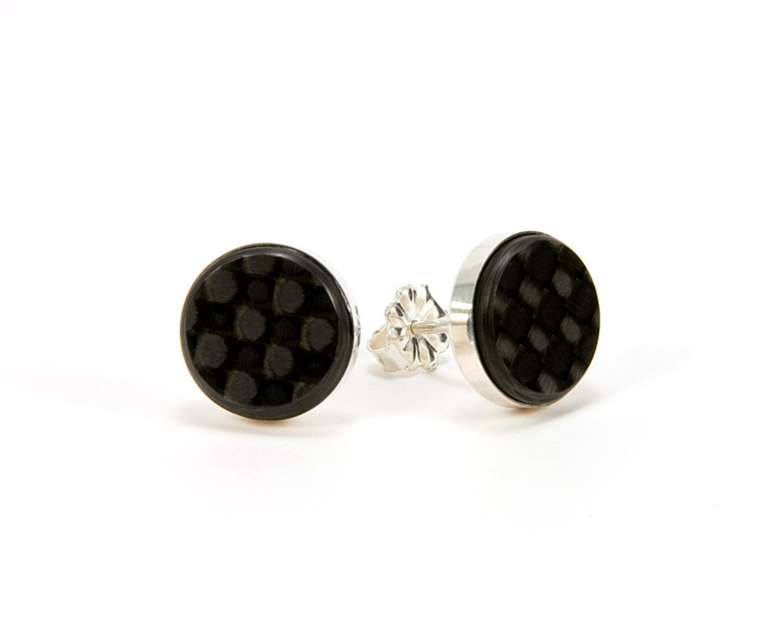 Mens Earrings Black Carbon Fiber Stud Earrings Gift for Dad Etsy