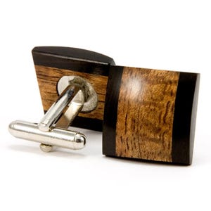 Hawaiian Koa Wood Cufflinks Wedding Party Gift For Groom & Groomsmen | Hawaiian Jewelry Gift For Men | 5th Anniversary Gift