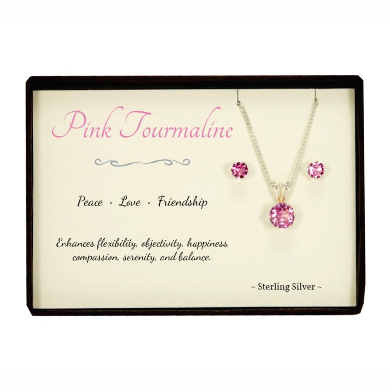 Birthstone necklace earring set