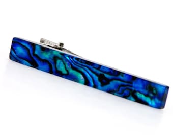 Blue Paua Shell Tie Clip, Groom Wedding Jewelry