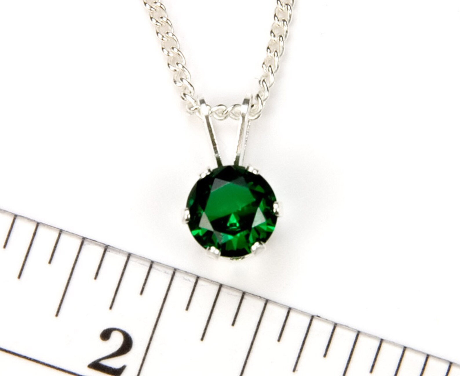 Emerald pendant necklace silver Clearance