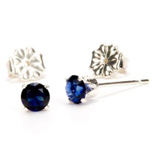 Sapphire Stud Earrings Gift For Women, Unique Birthstone Gift For Mom, September Birthstone Jewelry Gift For Bride & Bridesmaid