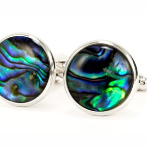 Paua Shell Cufflinks, Abalone Jewelry, Beach Wedding Groom & Groomsmen Gift