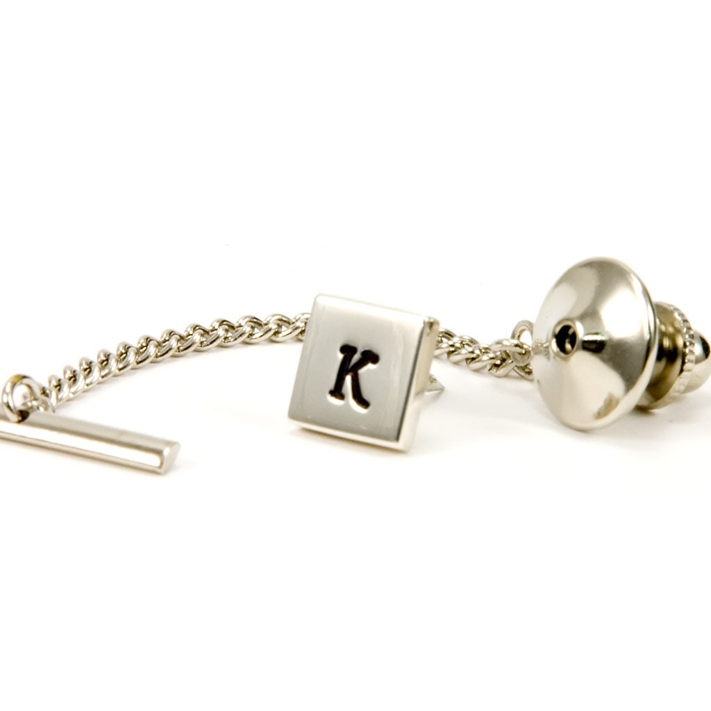 Initial Tie Tack / Lapel Pin Sterling Silver Tie Tac Etsy