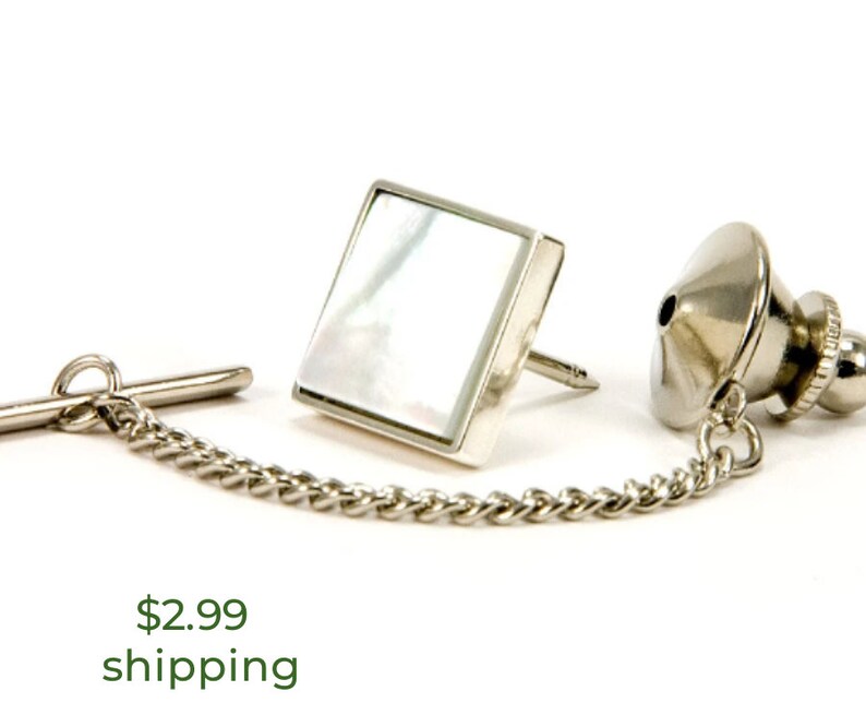 White Mother of Pearl Tie Tack / Lapel Pin 925 Sterling - Etsy